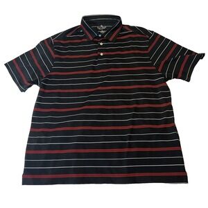 Nate Nast Black Red Stripe Shirt Luxury Originals Large Polo Short Sleeve